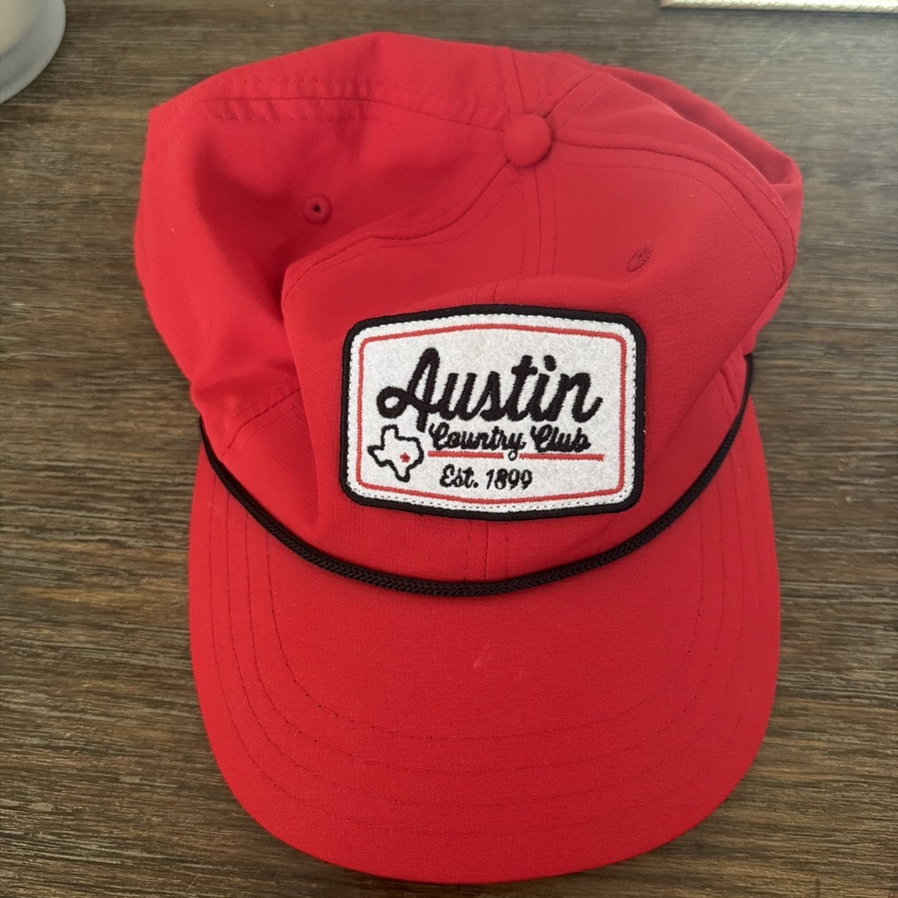 Vintage Men's Austin Country Club red Rope Hat excellent golf Texas